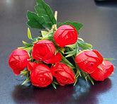 Buchet flori artificiale boboci bujor rosii – 32cm aspect natural